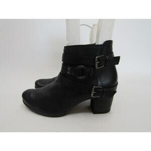 Josef Seibel Womens Size 39 EUR Black Leather Zip Buckle Ankle Boots Booties